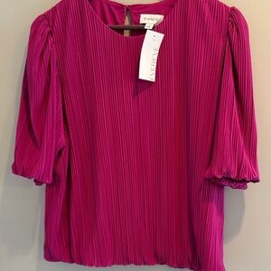 Evereve Fuchsia Pleated Blouse NWT large